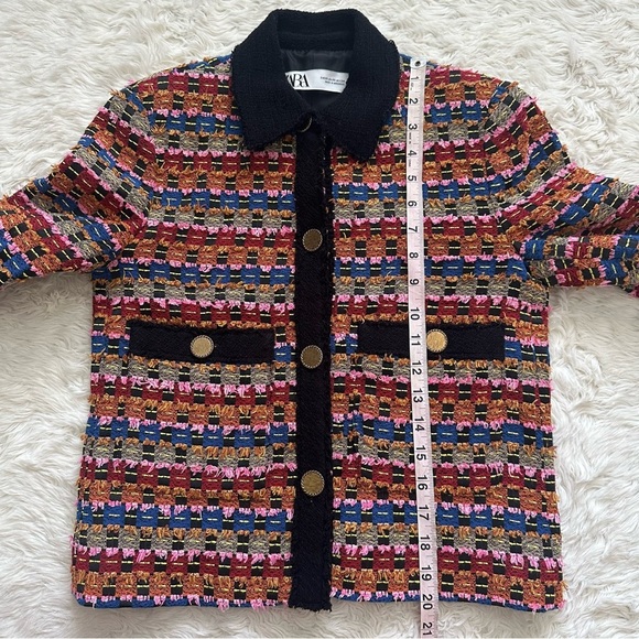 Zara Jacket Textured Cardigan Cropped Blazer Bloggers Favorite Multicolor Sz XS - Picture 12 of 13